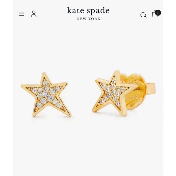 AUTH NWT Kate Spade ‘You’re a Star’ Gold Studs with Gift Box & Dust Bag Earrings - Picture 1 of 15